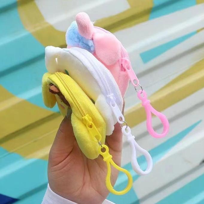 Murah Dompet Koin Kain Bulu Premium Ala Korea / Mini / Cute / Gantungan Kunci / Pouch / Karakter / R