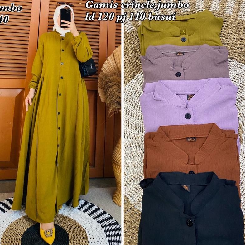 Diskon Gamis KM / Gamis Crinkle / gamis crinkle jumbo / gamis polos jumbo / gamis / gamis polos