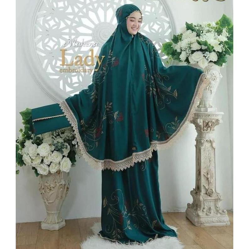 MUKENA DEWASA JUMBO RAYON BORDIR LADY MUKENA LADY BORDIR RAYON BALI