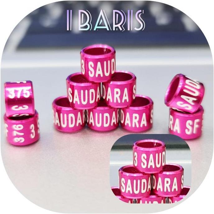 Ring Cincin Burung Tulisan 1 Baris Logo Aluminium Anodize Metalik Diameter 4,2mm Murai Batu Kacer Ce