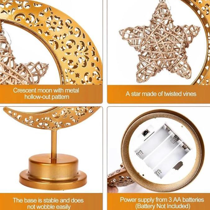 Lampu Lentera Bulan Bintang Led Warm White Dekorasi Hiasan Led Muslim Hiasan Idul Fitri Souvenir Ram