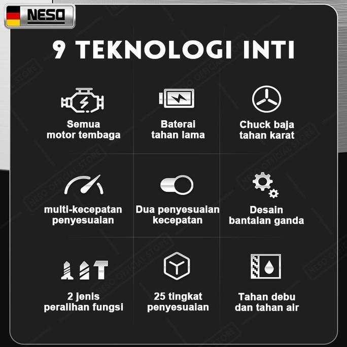 Murah Neso Alat Jerman  Baterai 2In1 Mesin Bor Portabel Cordless Bor Bor Listrik Bor Tanpa Kabel Mes