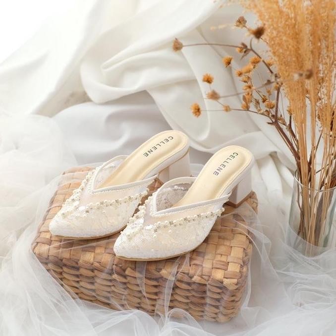 Crown Beads Heels Sepatu Payet Wedding Shoes By Cellene Wanita