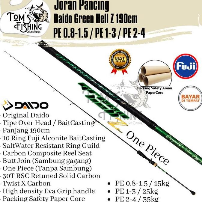 Joran Pancing DAIDO GREEN HELL Z 190cm Jigging (15kg - 35kg) Over Head Fuji - Toms Fishing