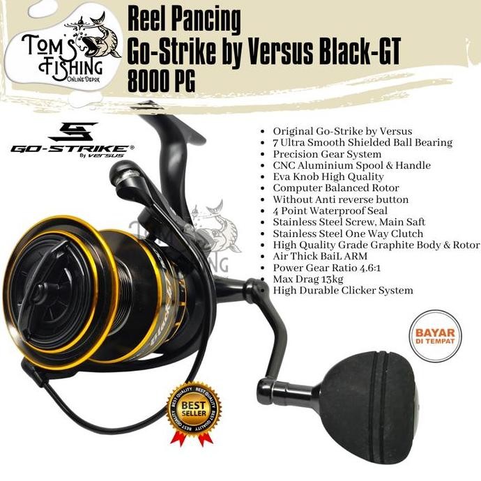 Reel Pancing GoStrike Versus BLACK-GT 8000PG (7 Seal Bearing) Power Handle - Toms Fishing