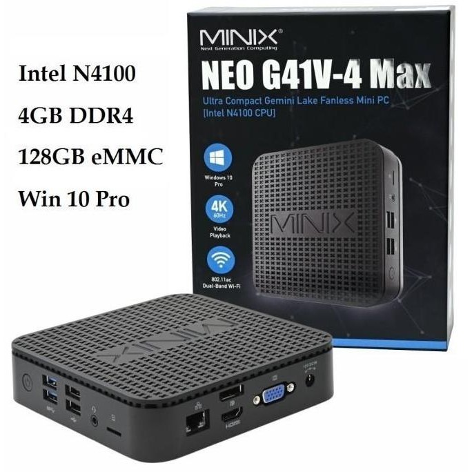 MINIX NEO G41V-4 MAX Mini PC - Intel N4100 RAM 4GB ROM 128GB Win 10