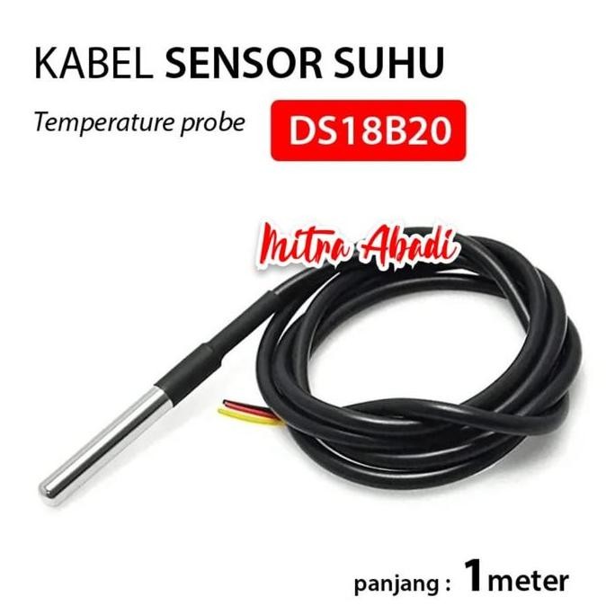 MAHITO- Kabel Sensor Suhu DS18B20 / Temperature Sensor Probe 18B20 Waterproof Stainless Steel