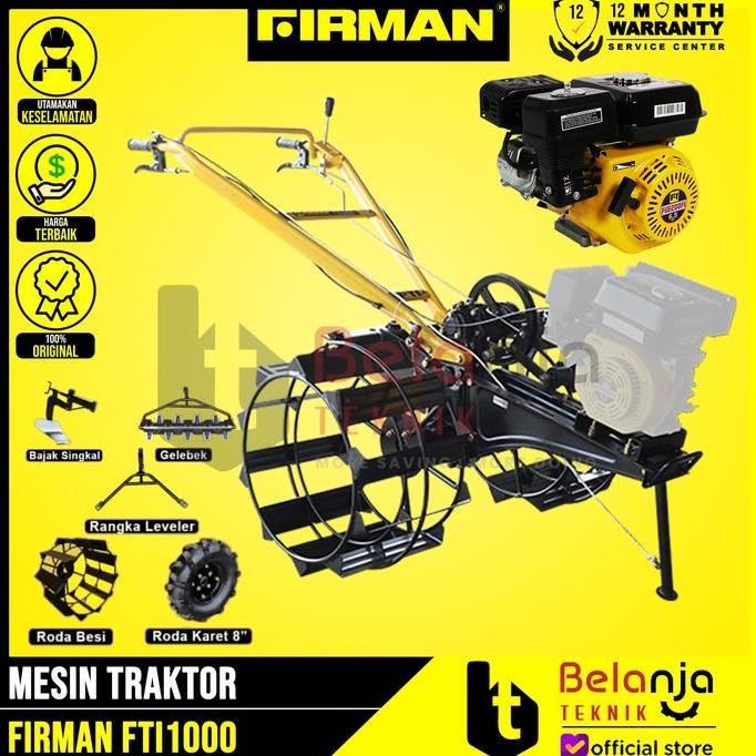 JINICHI- Firman Traktor FTI 1000 Alat Bajak Sawah Lahan Basah Kering + FGE 200