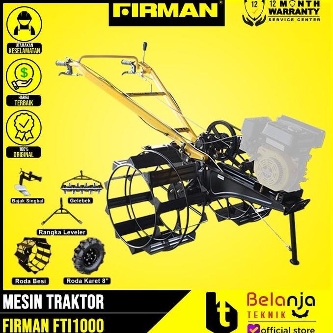 JINICHI- Firman Traktor FTI 1000 Alat Bajak Sawah Lahan Basah Kering Body Only
