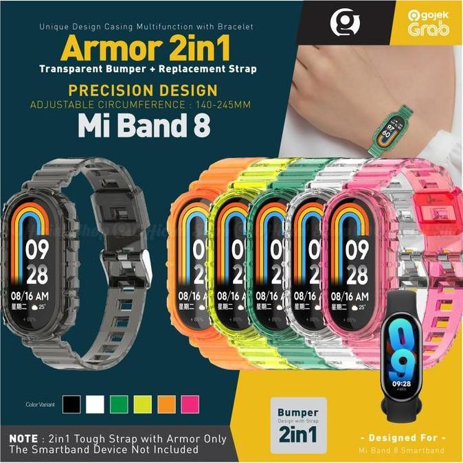 LEIRI- Armor 2in1 Rubber Strap Band8 w/ Bumper Case Cover for Xiao Mi Band 8