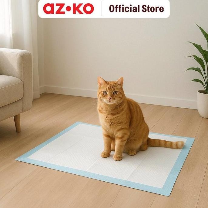 AZKO Cavea 60X90 cm Set 10 Pcs Training Pads Hewan - Biru/Abu-Abu Alas Toilet Kandang Hewan Perlak A