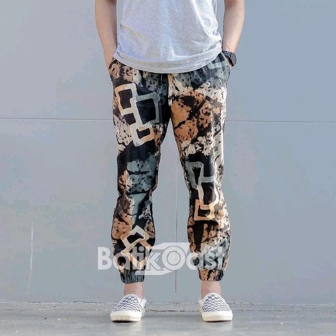 CELANA JOGER BATIK ABSTRAK KEKINIAN KODE BJ 04 Pria Motif Panjang Katun Dewasa Wanita ANG