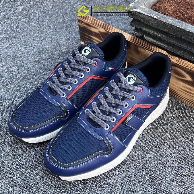 Gvl Geovelli Marco Nevy Sepatu Sneakers Pria Lari Olahraga Cowok Kuliah Sport Running Sneaker Casual