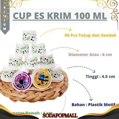 Termurah HARGA  CUP EKONOMIS/JUAL CUP ICE CREAM KARAKTER/CUP PLASTIK PRINTING 100 ML