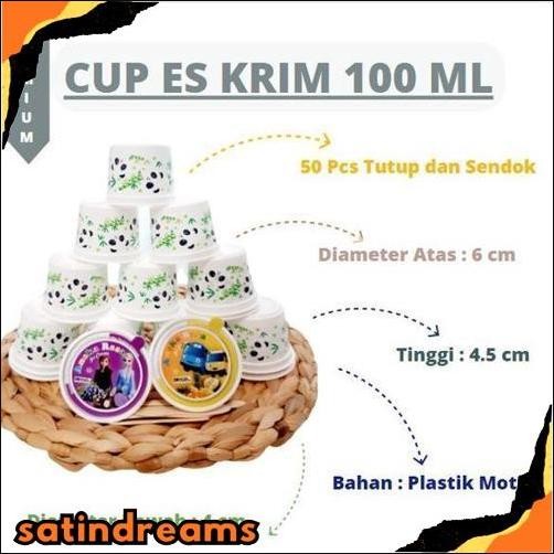 Termurah HARGA  CUP EKONOMIS/JUAL CUP ICE CREAM KARAKTER/CUP PLASTIK PRINTING 100 ML