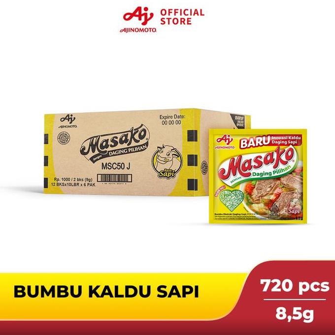 Masako Bumbu Kaldu Penyedap Rasa Sapi Kemasan 8.5g - 1Karton