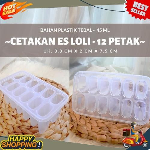 COD Cetakan es krim - Cetakan plastik loly 12 Slot, Jual Cetakan Es Krim