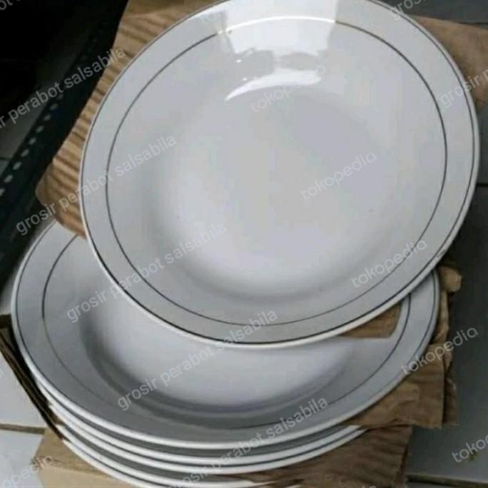 1 LUSIN PIRING MAKAN KERAMIK PUTIH LISMAS 9 DIM SUNBIRD