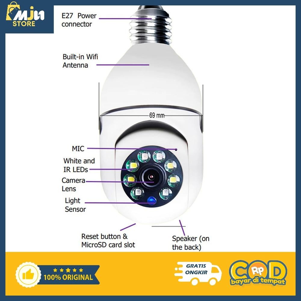 Kamera Pengintai CCTV E27 WiFi Mini Kamera Full HD 360 Derajat Pengintai Pengawas kamera cctv