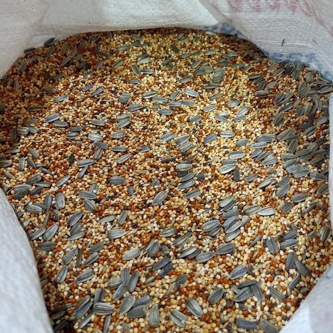 Milet campur komplit plus kuaci 25kg - pakan lovebird campur karungan