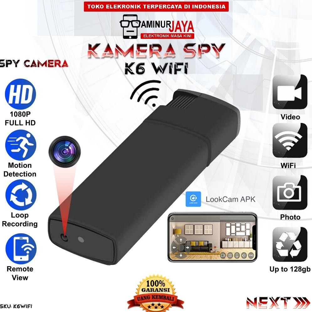 Hidden Spycam Camera Korek Elektrik Lighter K6 Wifi Full HD 1080P 4K Night Vision Camcorder Spy IP K
