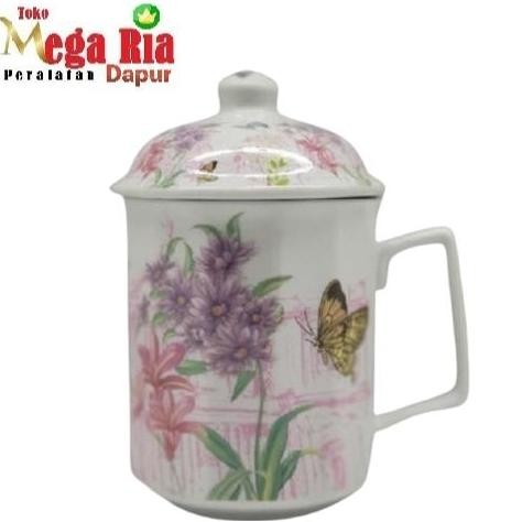 Mug Gelas Tutup 16 oz 500 ml Keramik Porselen