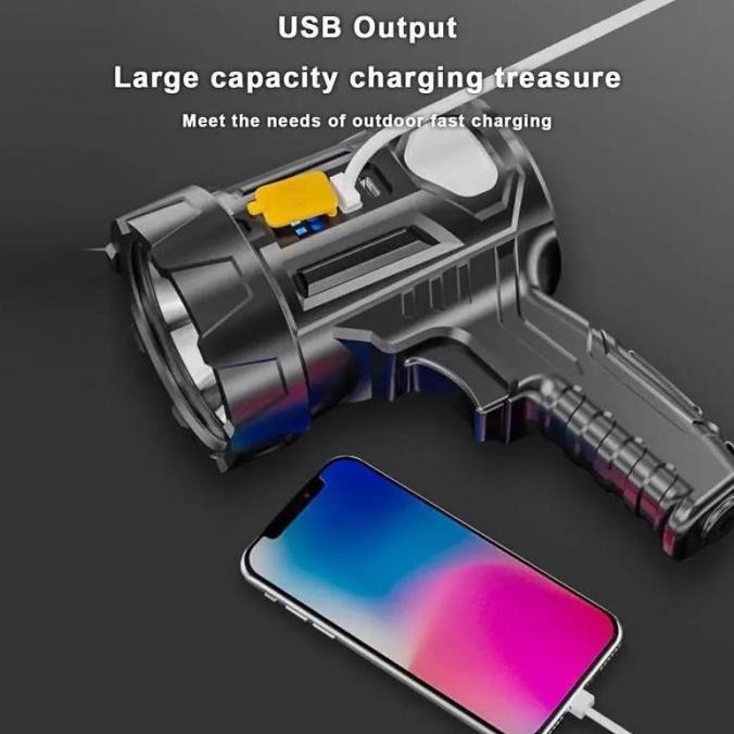 SENTER LED GAGANG MULTIFUNGSI POWERBANK / SENTER LED 3 LENSA  / SENTER CAS USB Senter