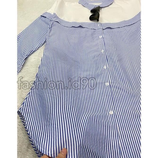 DB67>> TUNIK KEMEJA KOMBINASI KEMEJA SALUR BIRU 2068