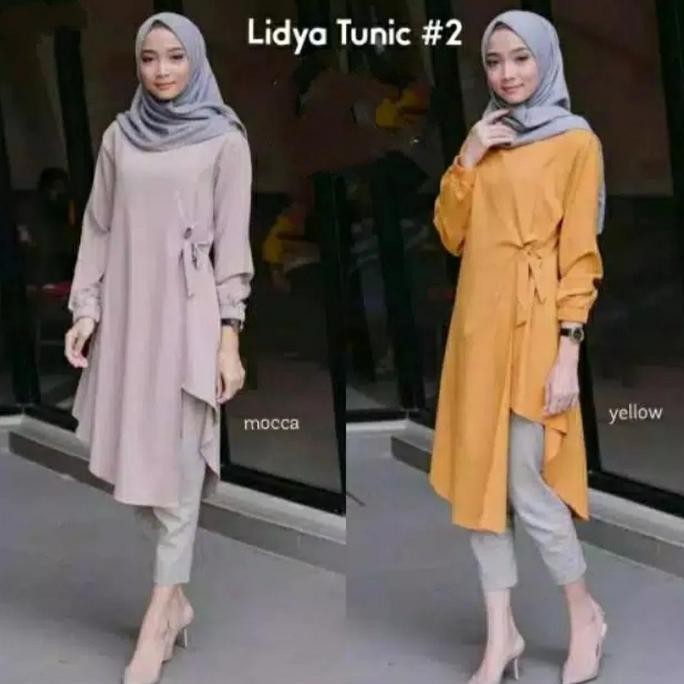 DI102 >> Lidya Tunik Hijab Muslim Atasan Wanita Kekinian Muslimah Fashion Wanita Baju Wanita Lembut 