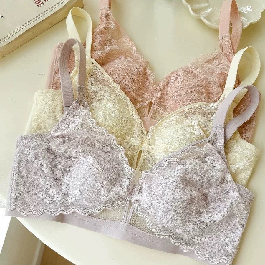 Bra Minimizer Dada Besar dengan Renda Kristal Prancis untuk Wanita
