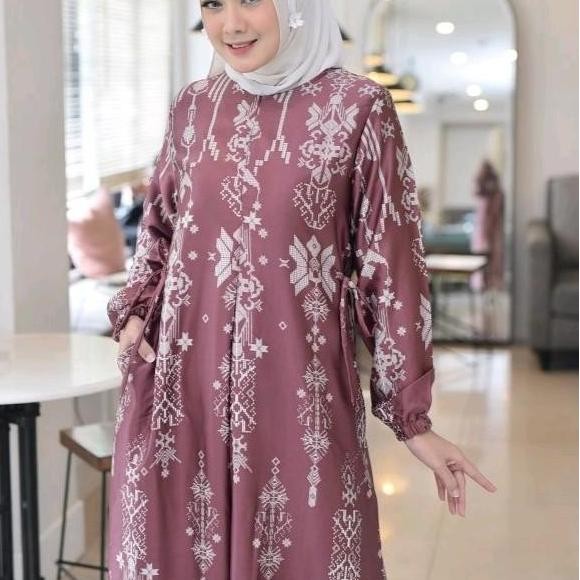 DE110 >> Gamis Maxmara silk Nagita size L- 6L / Gamis Maxmara silk jumbo /  Gamis silk premium / Gam
