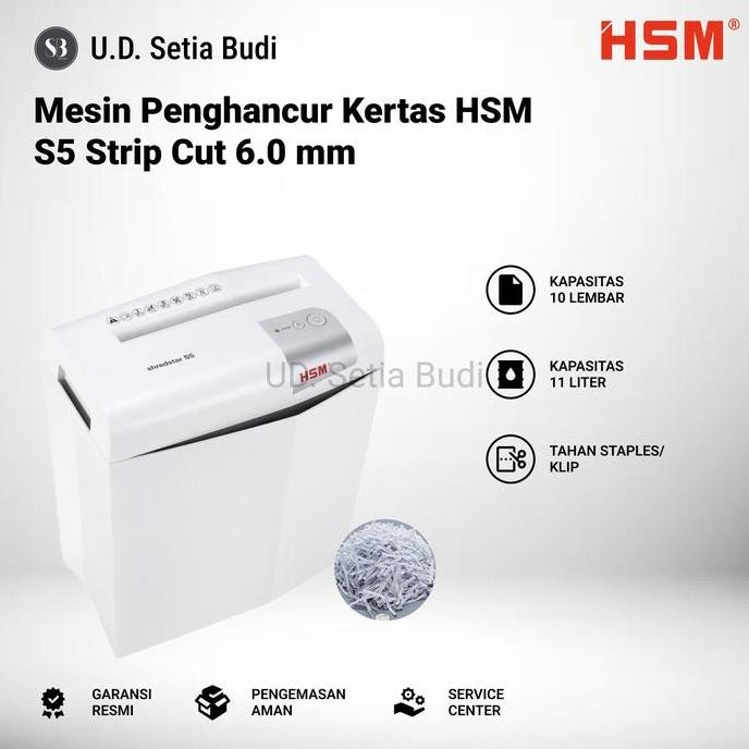 TERBARU - Mesin Penghancur Kertas HSM S5 Strip Cut 6.0 mm