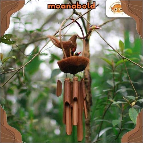 Gercep Lonceng Angin Bambu Motif Burung - Genta Angin Bambu - Gantungan Bambu - Lonceng Bambu - Lonc