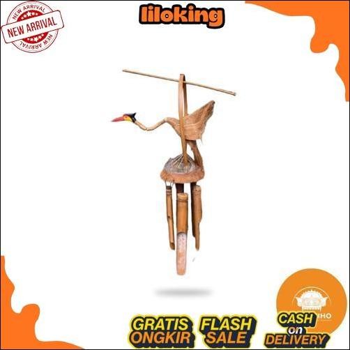 Gercep Lonceng Angin Bambu Motif Burung - Genta Angin Bambu - Gantungan Bambu - Lonceng Bambu - Lonc