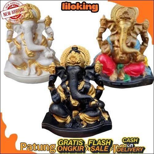 Termurah Patung Ganesha ceper 12 cm - Ganesha Resin - Patung Ganesa - Miniatur Ganesha - Ganesa - Pa