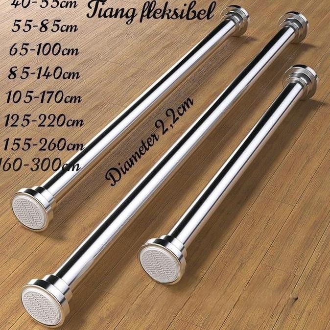 Tiang Gorden Fleksible Tiang Besi Jemuran Baju Portable Tanpa Paku