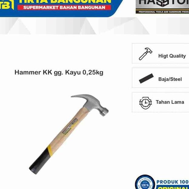 Hasston 1502025 Palu Kambing 0.25Kg Gagang Kayu Hammer Kambing
