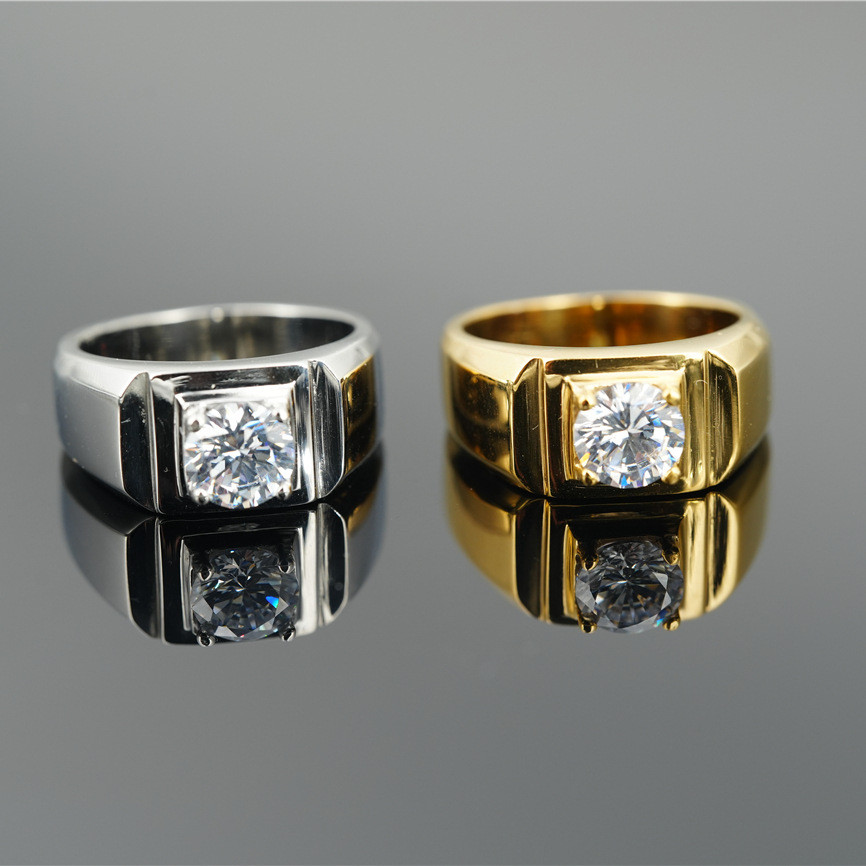 Cincin Pria dari Baja Titanium dengan Moissanite untuk Pria Lajang, Cincin Kepribadian Jari Telunjuk