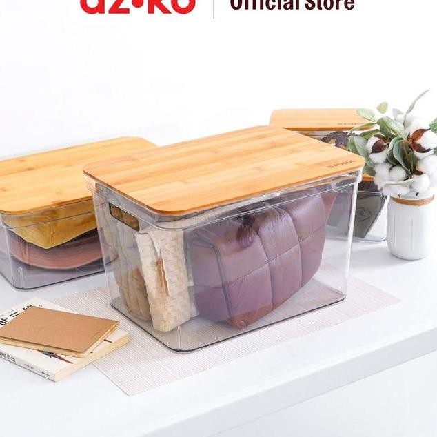Stora 20 Ltr Kotak Penyimpanan Dengan Tutup Bambu