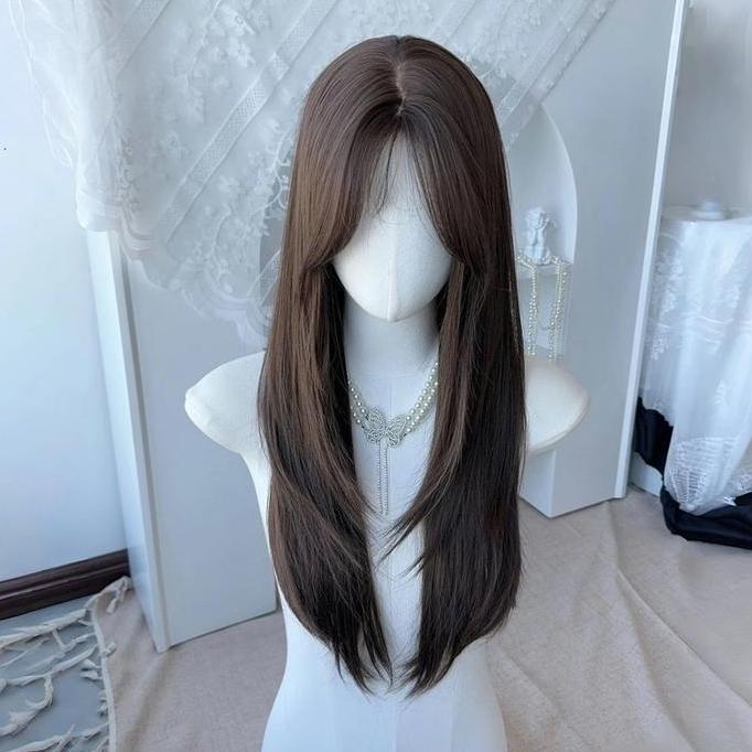 Wig daily Layer/Wig korean style/Rambut wig wanita/wig tanpa poni/Wig wanita full kepala/Wig naturaa