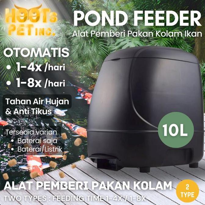Premium Automatic Pond Feeder Kolam Ikan 10L Auto Fish Food Timer Pemberi Makan Pakan Autofeeder Koi