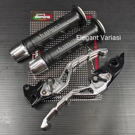 Paket 3in1 /  Grip Sisik + Jalu stang cnc + handle stelan cnc Mio Vario Beat RK king Vixion aerox PC