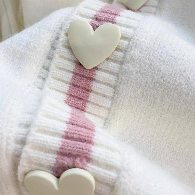 Gs - Cardigan Rajut Pita Love Korea Outer Wanita Remaja Girly | Cardigan Lucu Pita Cute Tebal Oversi