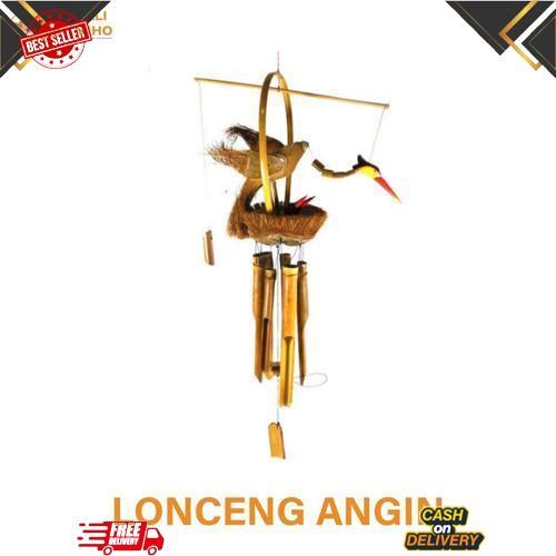 Ready Stock Lonceng Angin Bambu Motif Burung - Genta Angin Bambu - Gantungan Bambu - Lonceng Bambu -