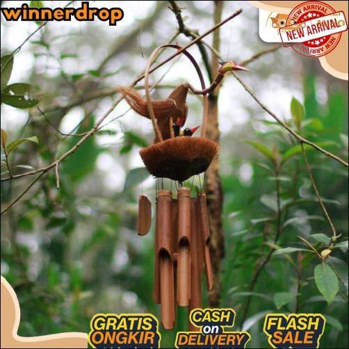 GROSIR Lonceng Angin Bambu Motif Burung - Genta Angin Bambu - Gantungan Bambu - Lonceng Bambu - Lonc