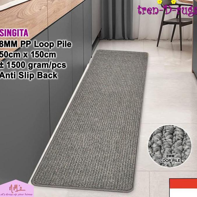 Tren-D-Rugs Karpet Keset Salur Polos Dapur Panjang Anti Slip 50X150