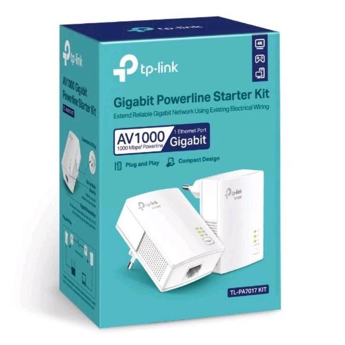 TERBARU - tplink TL-PA7017KIt AV1000 gagabit powerline starter kit (linnetshop)