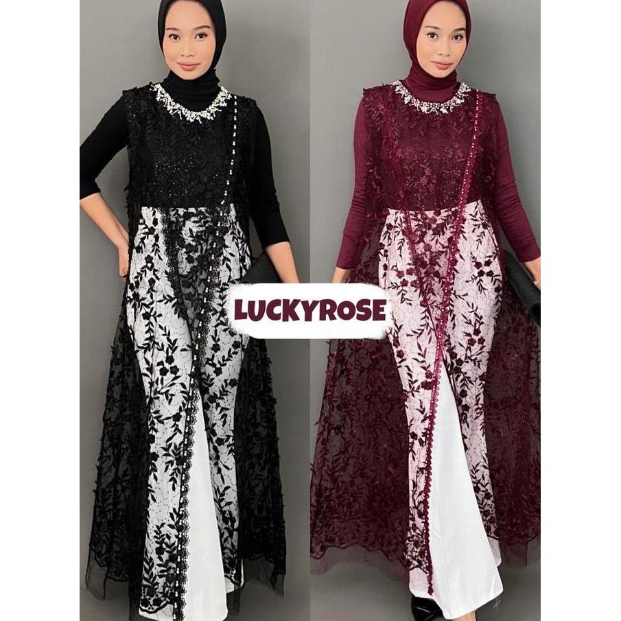 Kaora Outer Tille Payet Brukat Lengan Kutung Outer Tanpa Lengan Cardigan Brokat Payet Mutiara Outer 