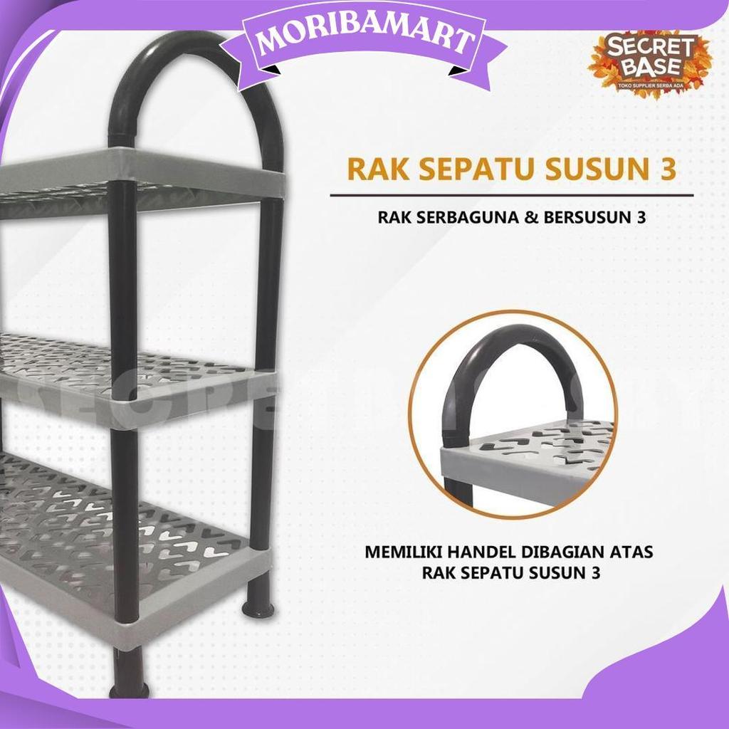 Rak Sepatu 3 Susun - Rak Besar / Tempat Sandal / Rak Sepatu Kokoh Plastik Promo 10.10