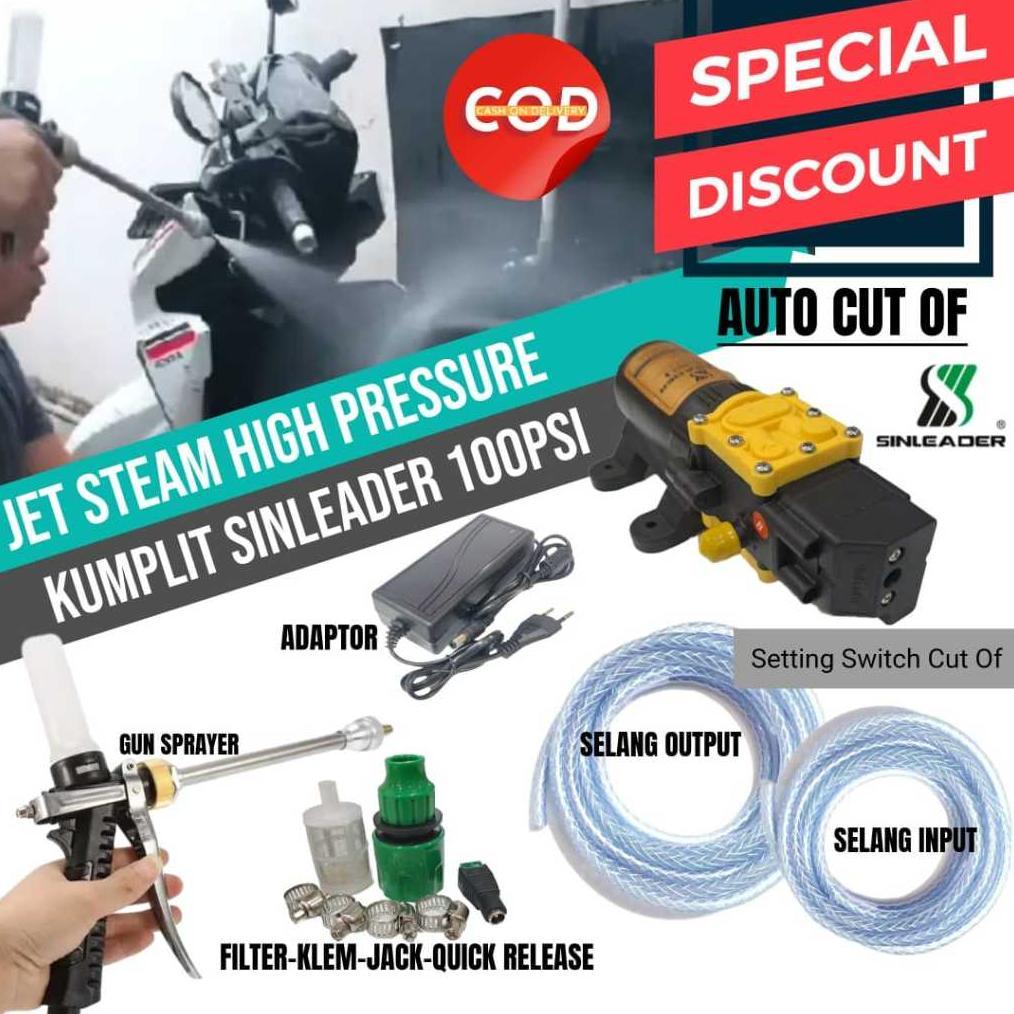 High pressure Alat cuci steam motor mobil Ac Auto cut of / Dinamo pompa Hiu 12v / Pompa DC sinleader